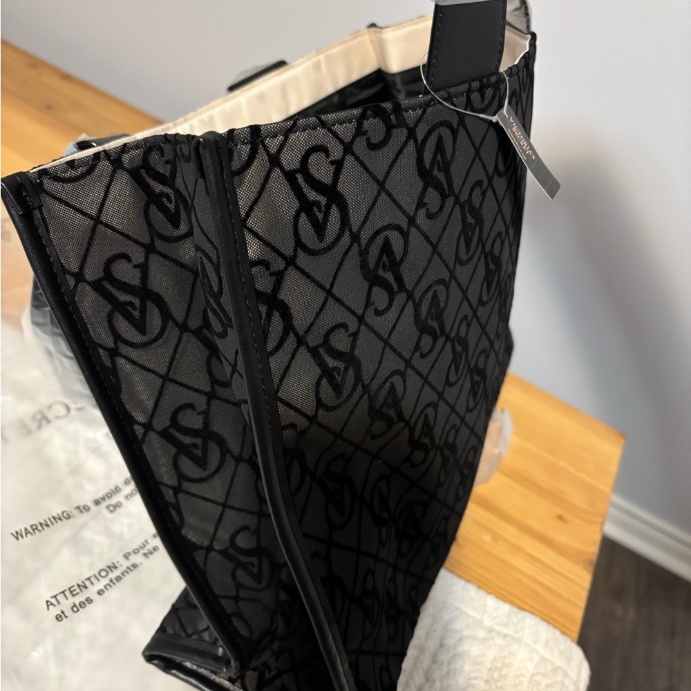 Black and Gray Monogram Tote Bag